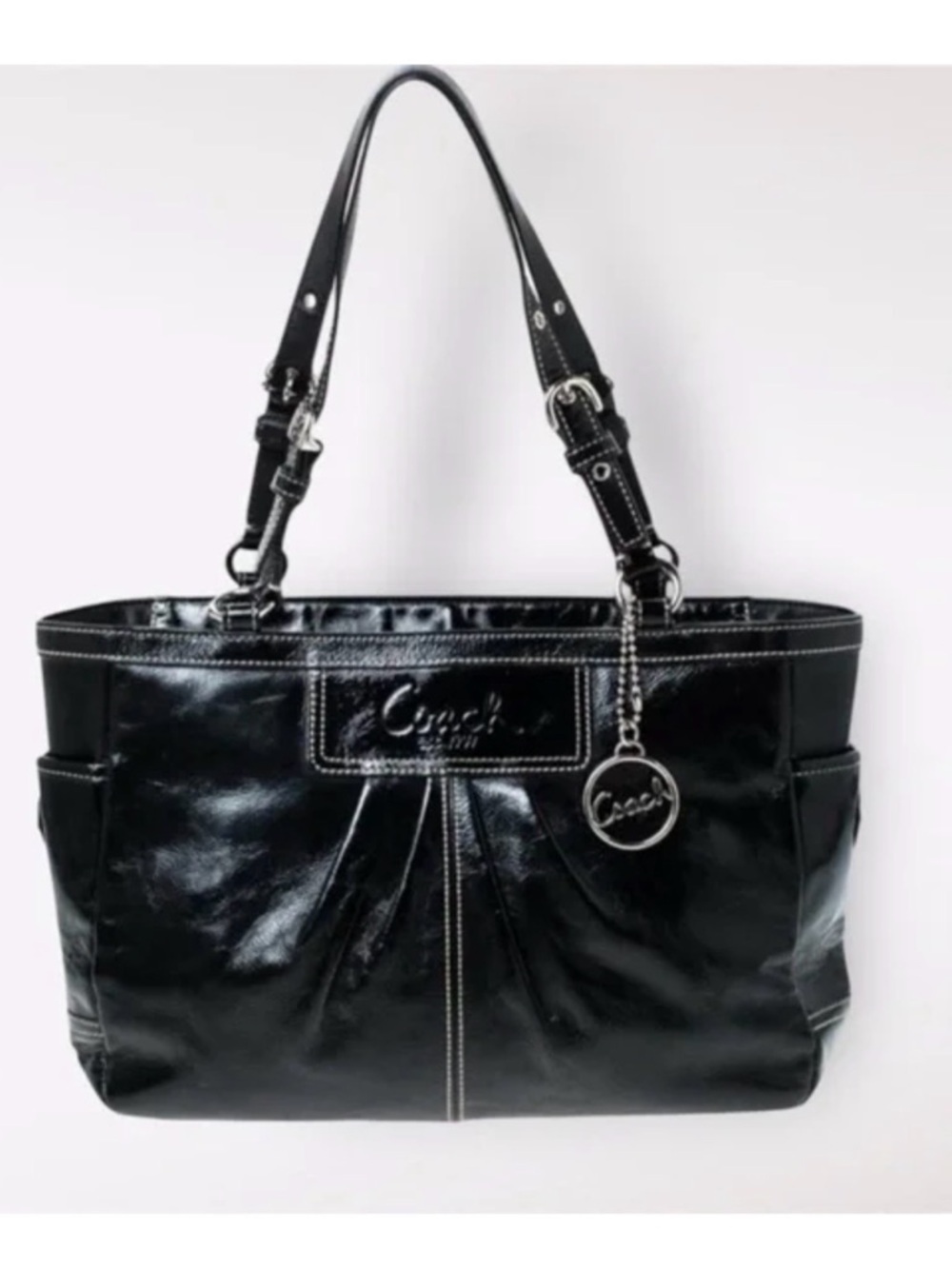 Vintage Coach Legacy Midnight Blue Patent Leather Turnlock tote bag